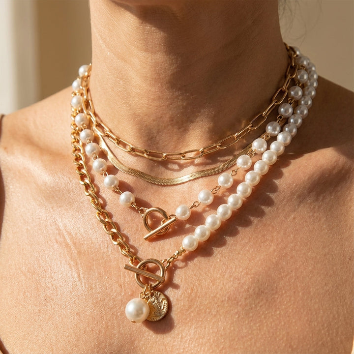 Lucinda | Modern Pearl Layering Necklace Set