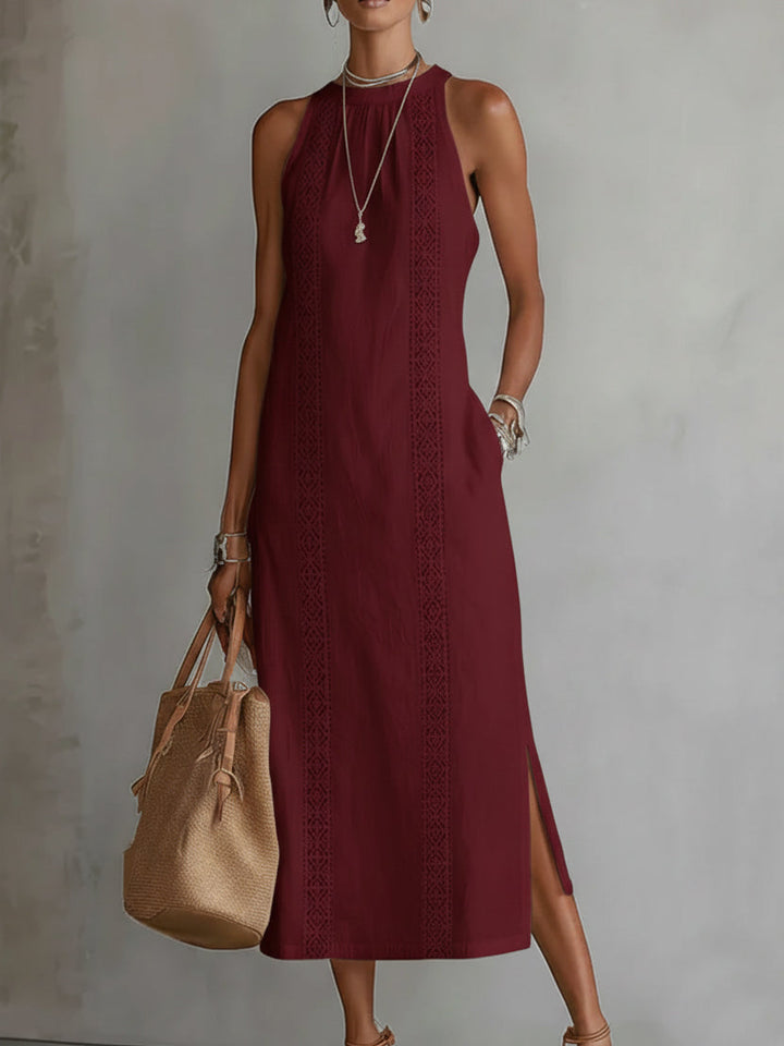 Aurevelle | Lightweight Midi Dress with Embroidery