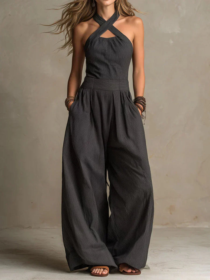 Ariana Elegant Cross-Neck Jumpsuit