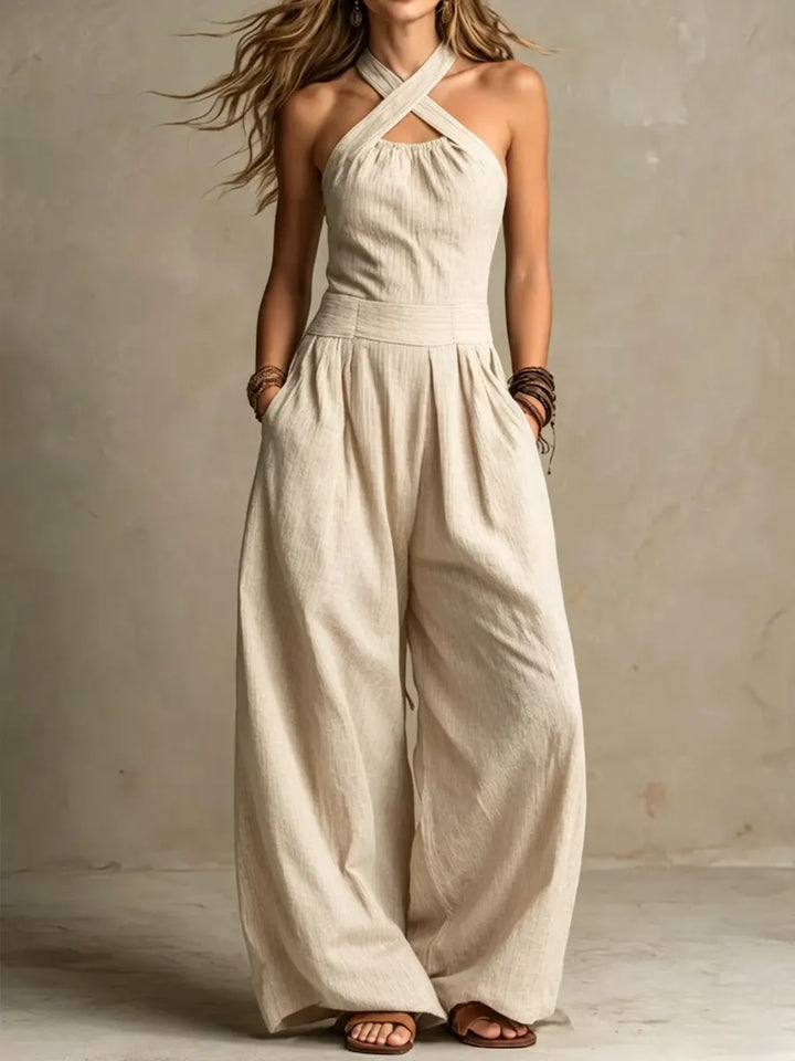 Ariana Elegant Cross-Neck Jumpsuit