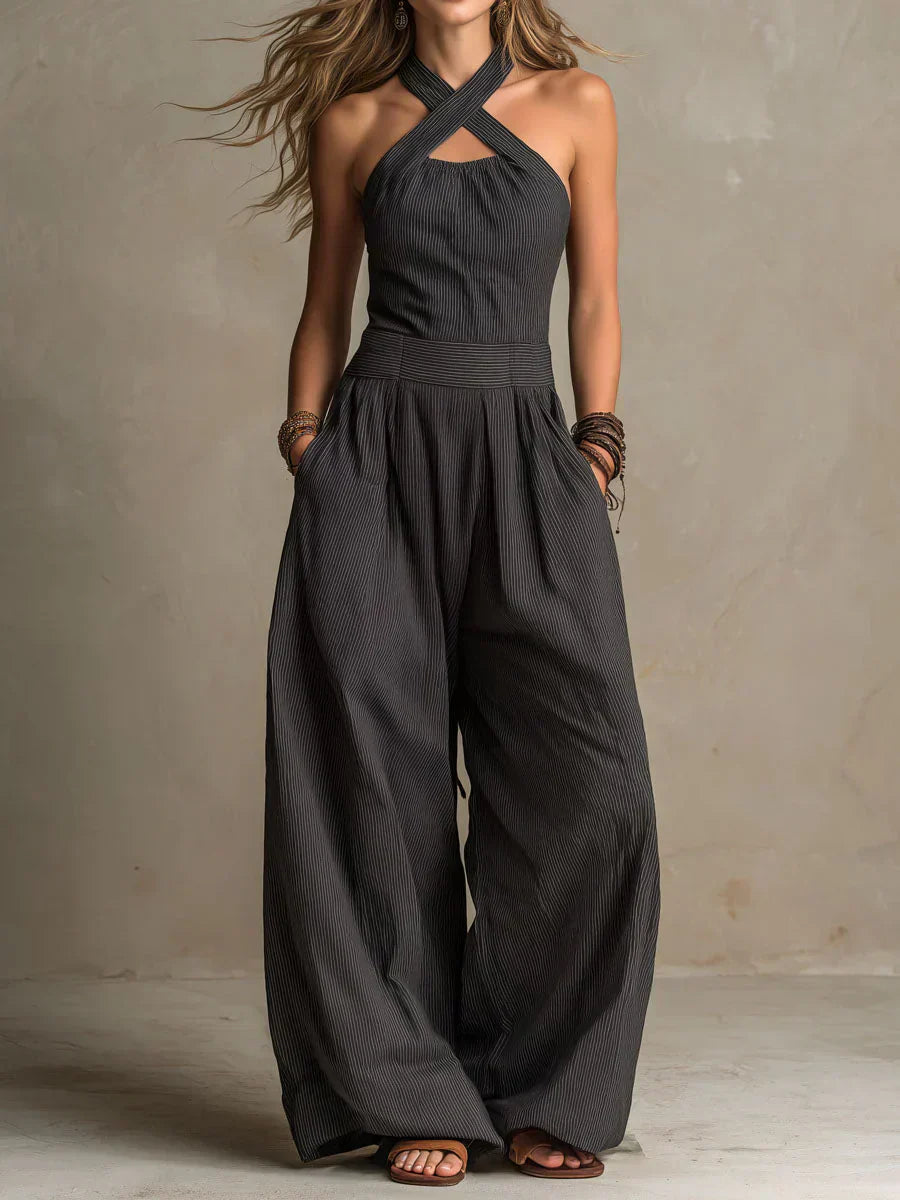 Adriana | Elegant Crossed Neckline Jumpsuit