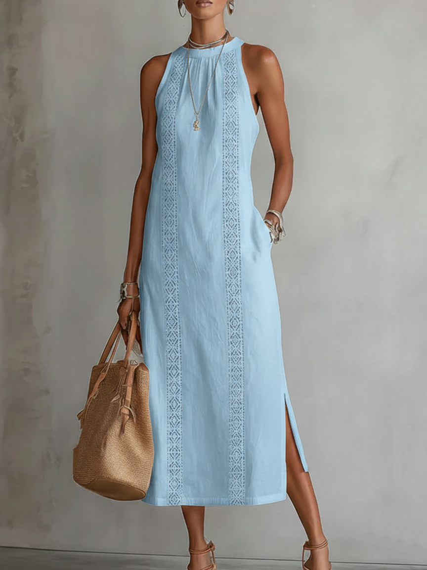 Aurevelle | Lightweight Midi Dress with Embroidery