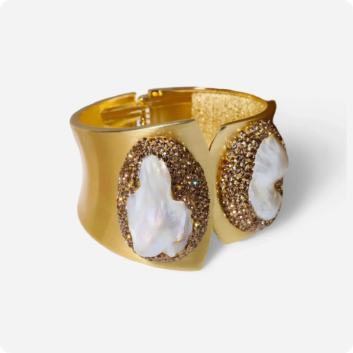 RiverineRadiance Freshwater Pearl Zircon Open Bracelet