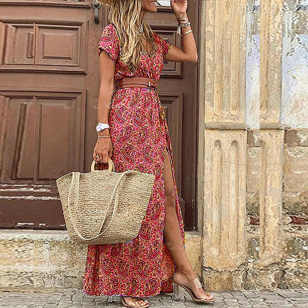 Boho Maxi Dress with Belt