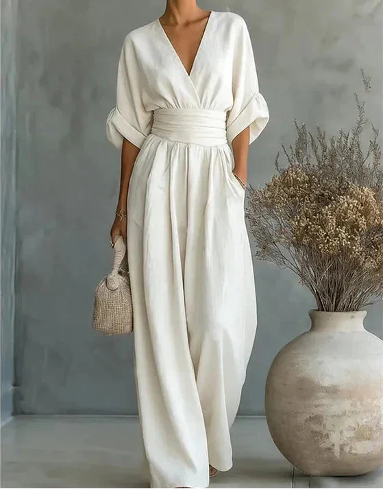 Daniela V-Neck Wide Leg Jumpsuit