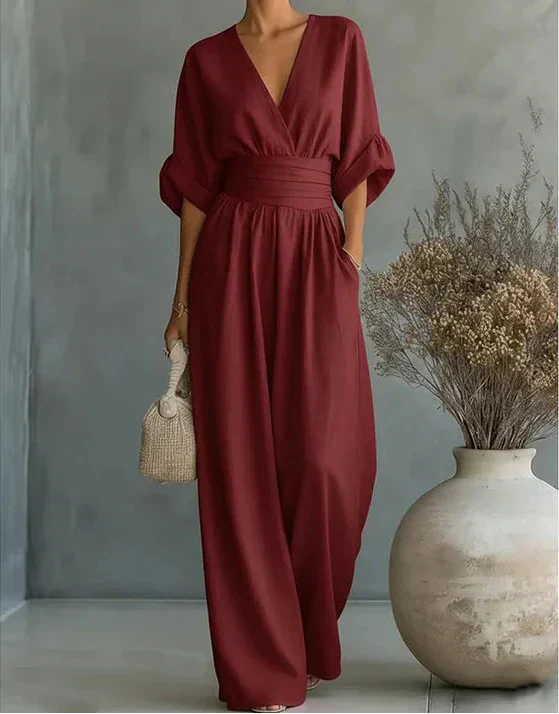 Daniela | V-Neck Wide Leg Jumpsuit