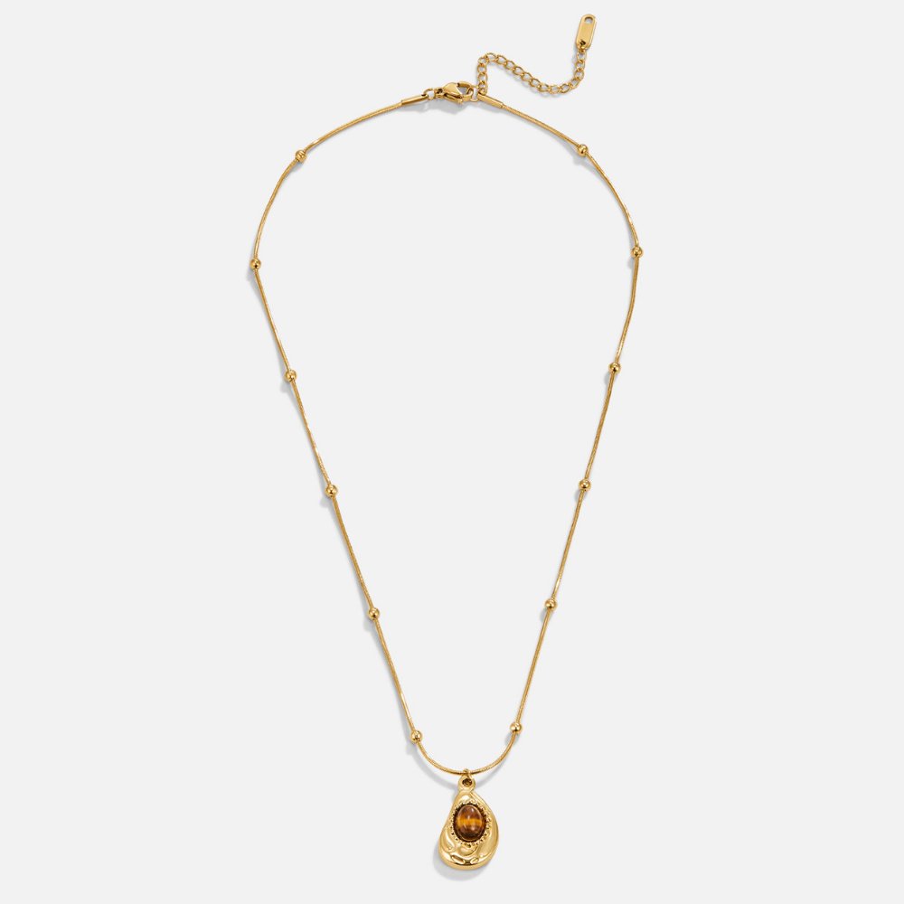 Maple | Elegant Gold Necklace with Tiger Eye Stone