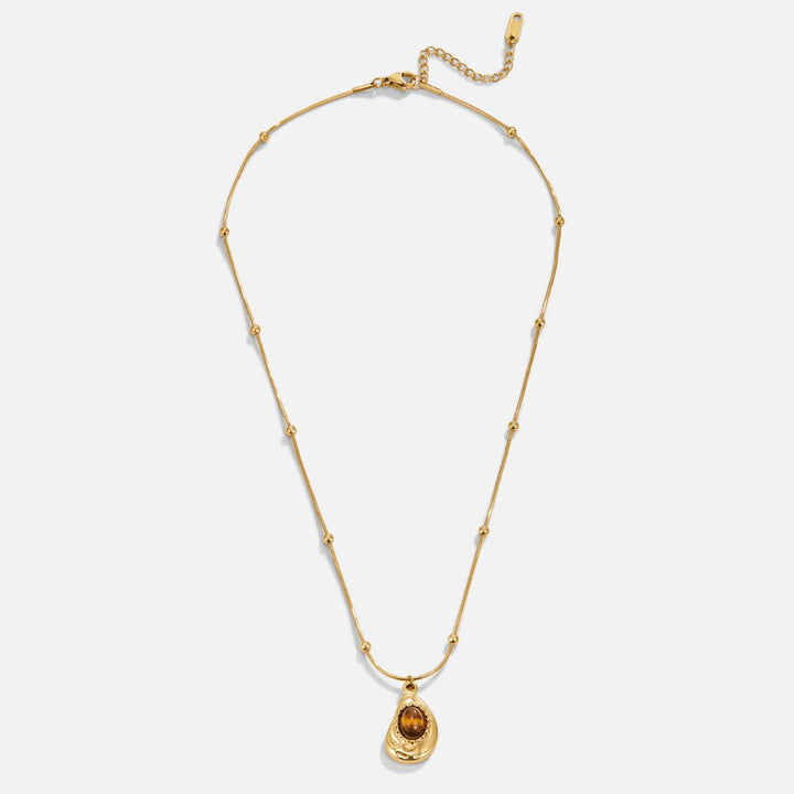 Maple | Elegant Gold Necklace with Tiger Eye Stone